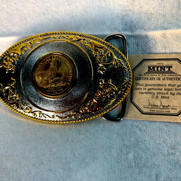 First Commemorative Mint. Other - Sacagawea Delaware One Dollar Coin Belt Buckle  (New)